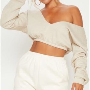 Sand Crop Off Shoulder Sweater